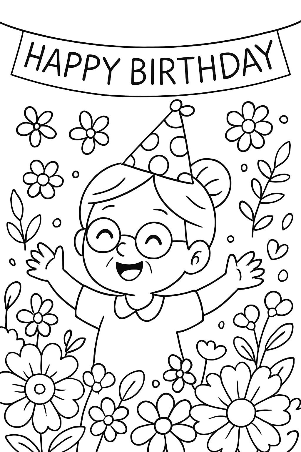 Happy Birthday Omi mit vielen Blumen