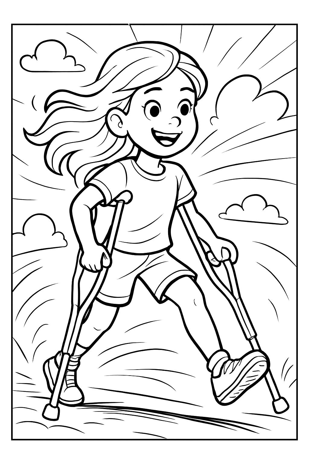 Menina com muletas