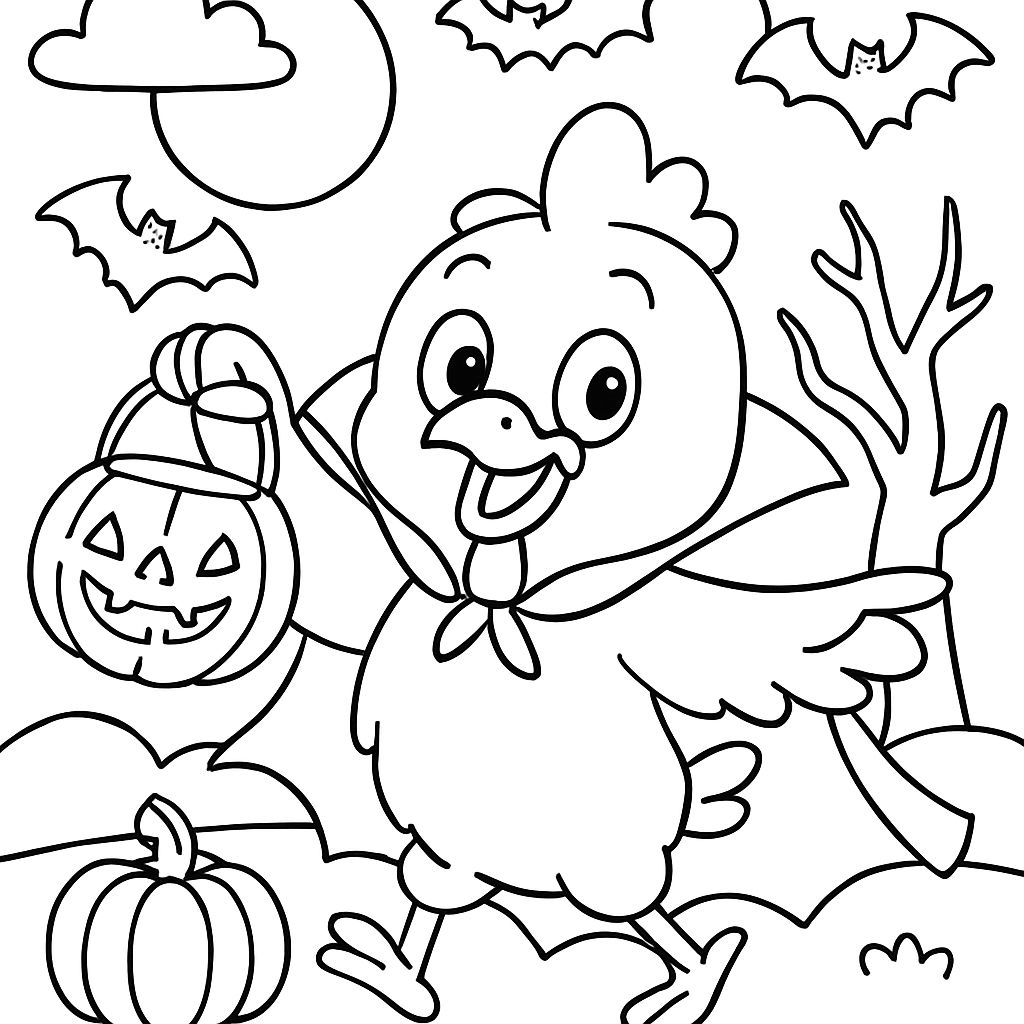 Um frango de Halloween Um frango de Halloween