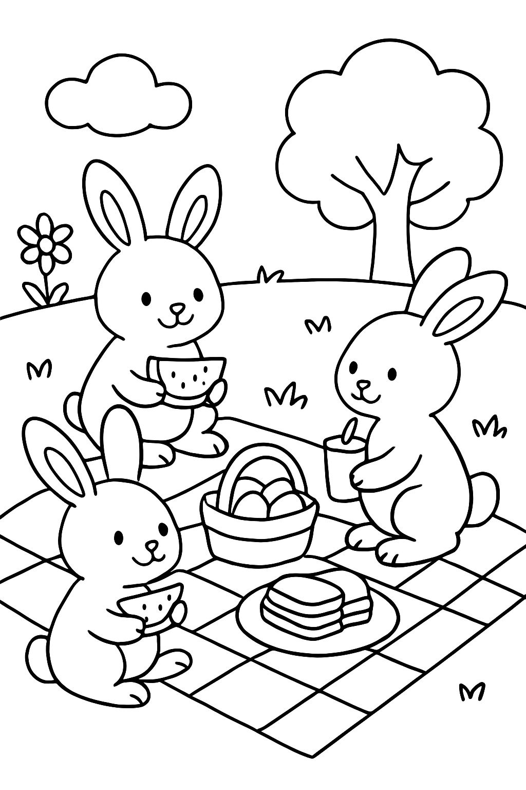 rabbits having a picnic