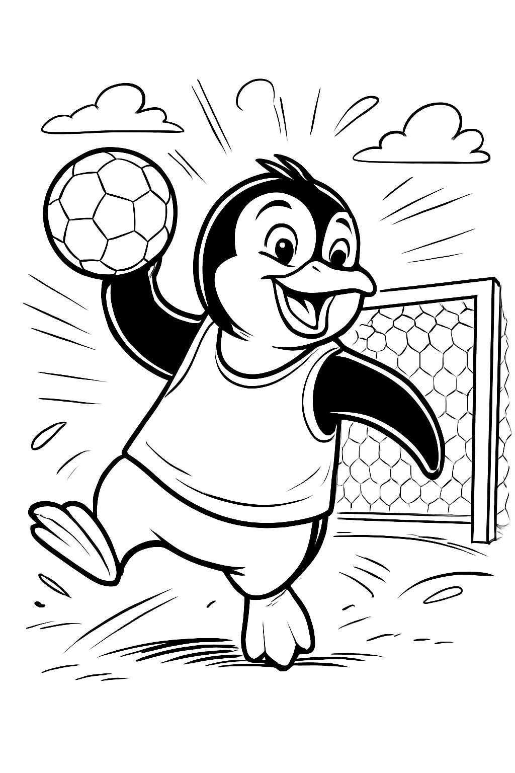 Penguin plays handball