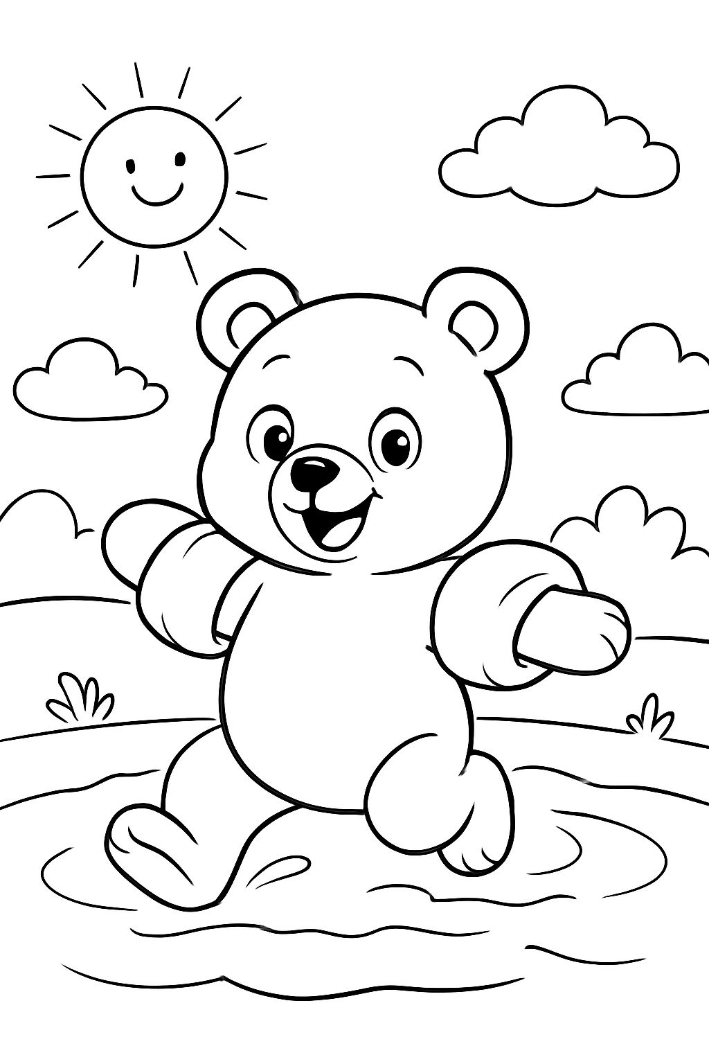 urso fofo com asas de natação