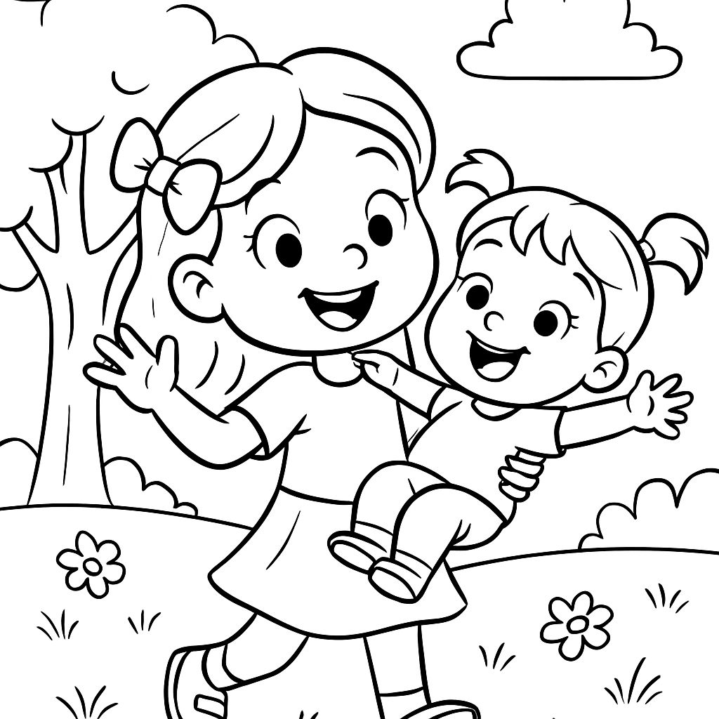 a little girl and her little sister a little girl and her little sister