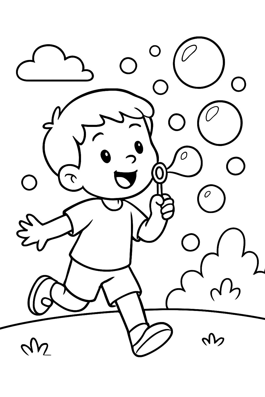 a child blowing soap bubbles
