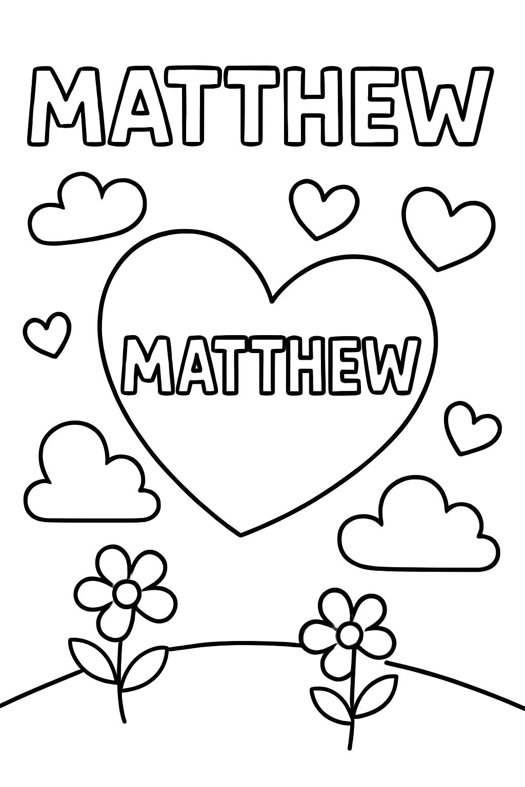 Valentinstage Herzen mit dem Namen Matthew