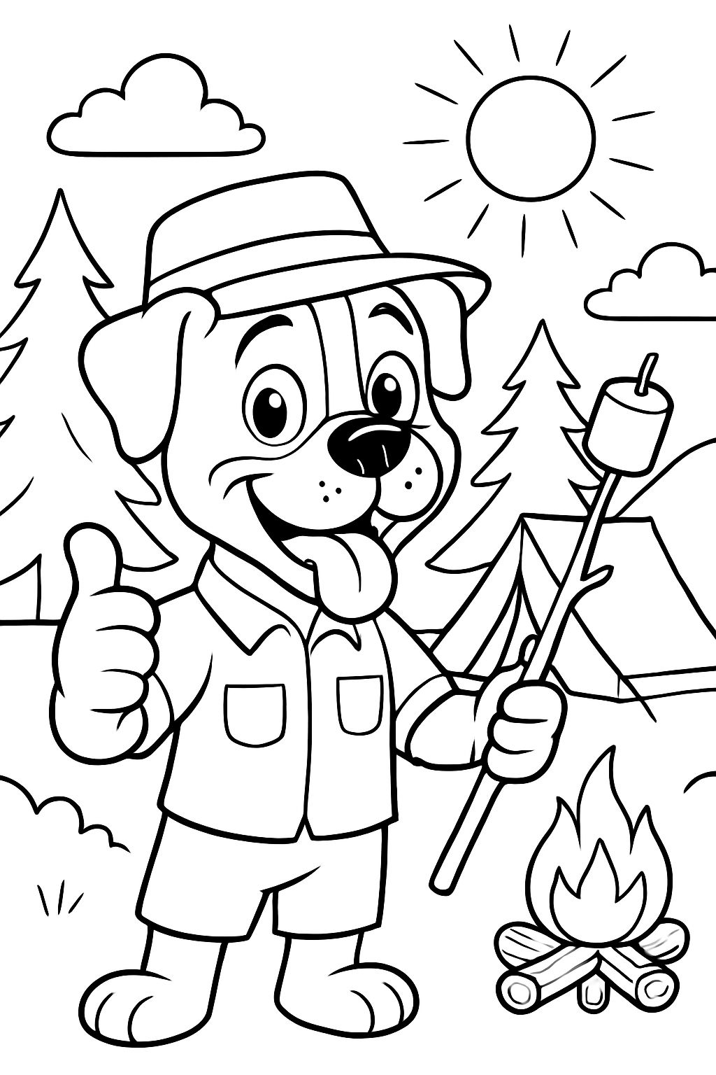 Chien Boxer en camping