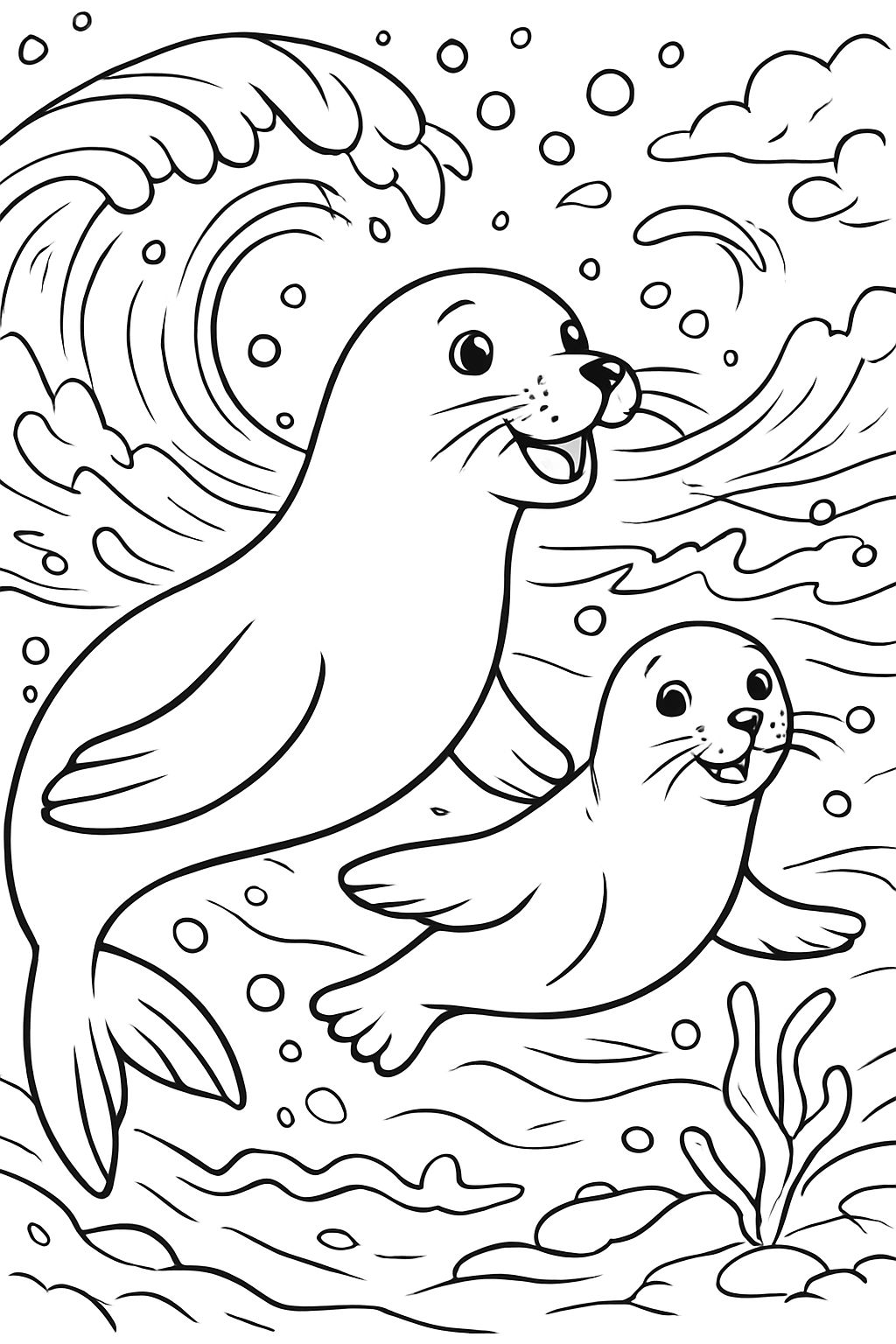sea lion and a seal swimming in the ocean