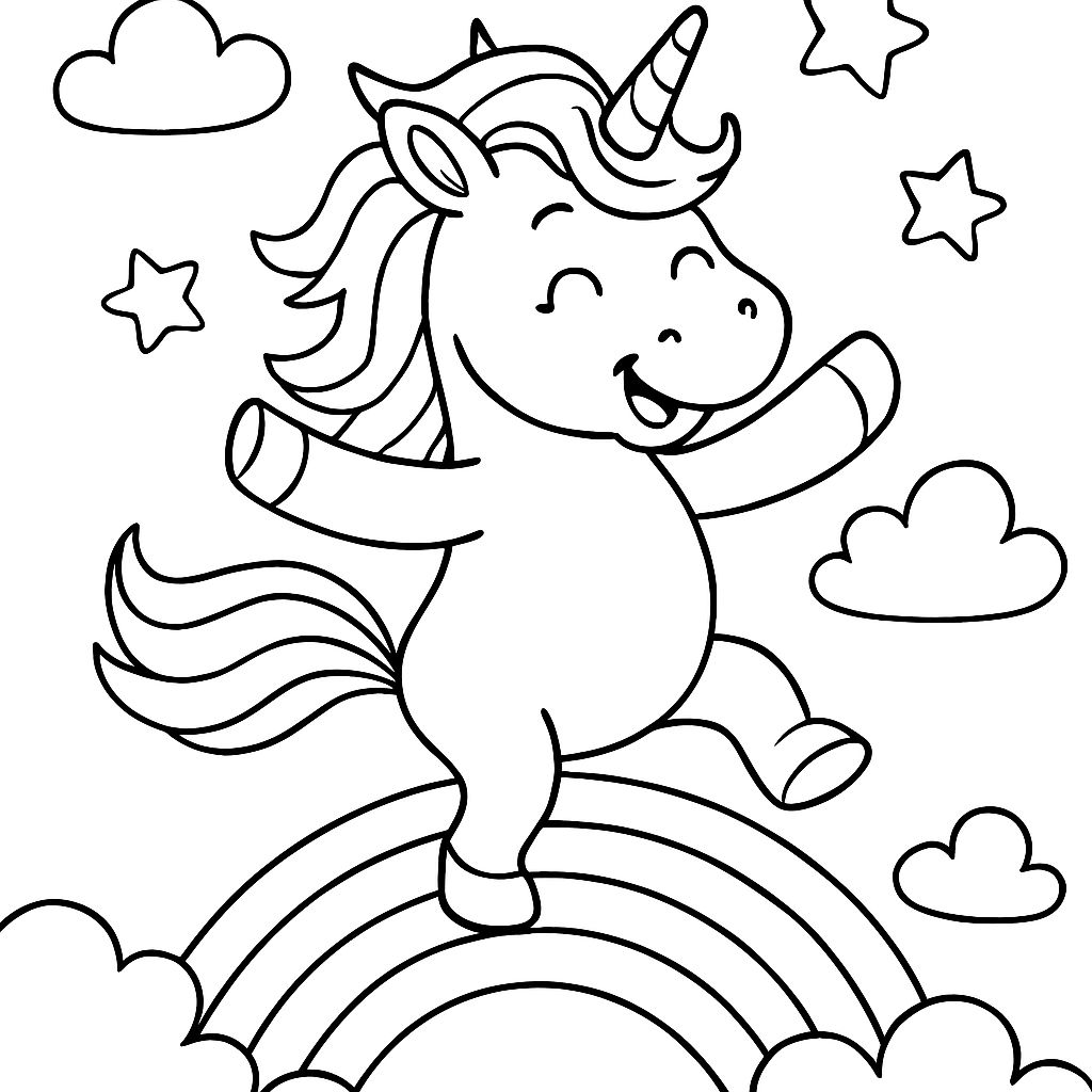 A unicorn dancing on a rainbow A unicorn dancing on a rainbow