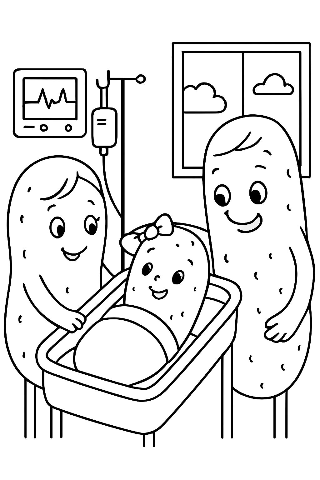 baby pickle in the hospital with mom and dad after being born