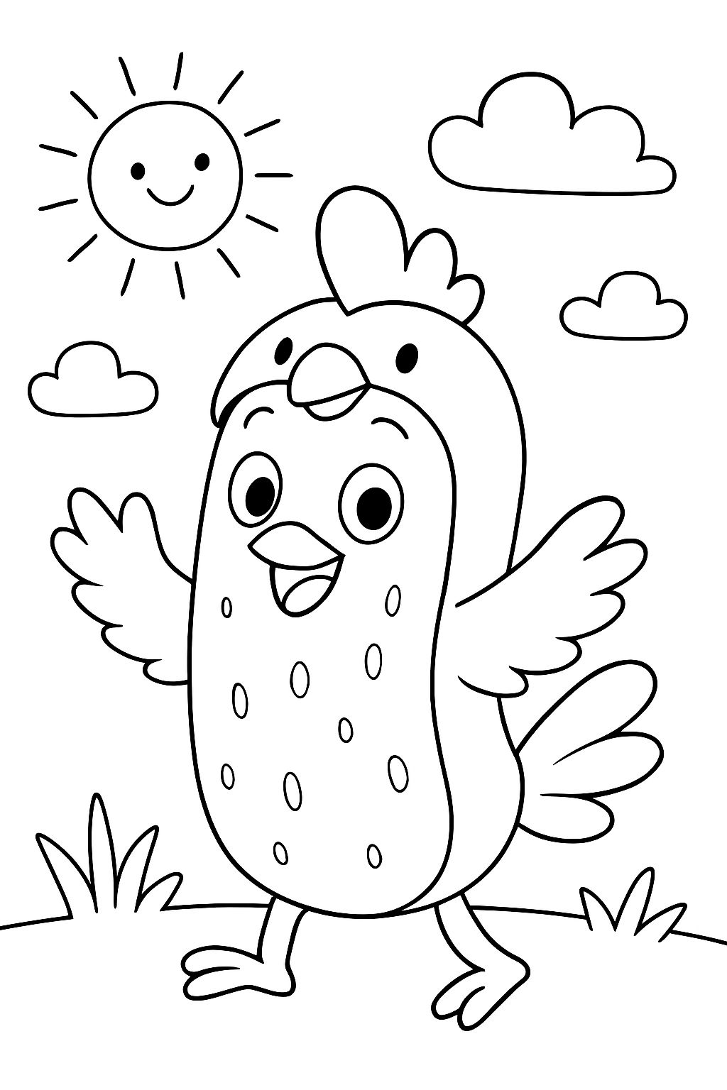 cute pickle in a chicken costume