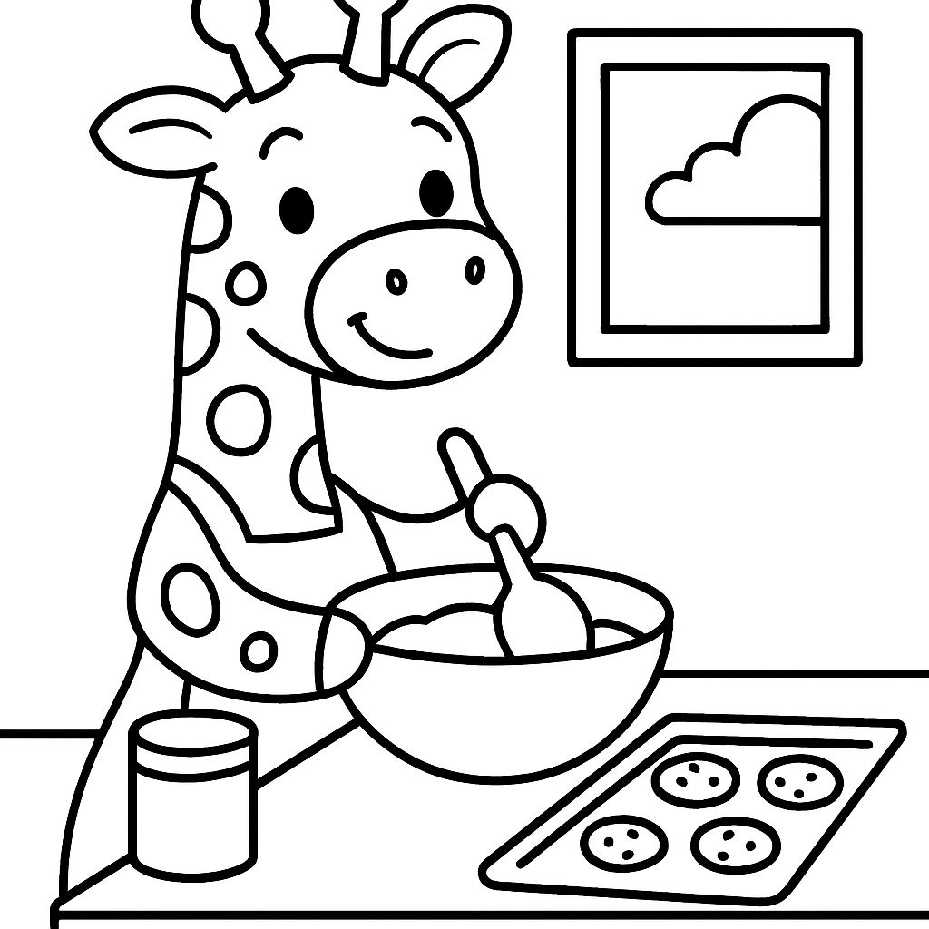 Girafa fazendo biscoitos Girafa fazendo biscoitos