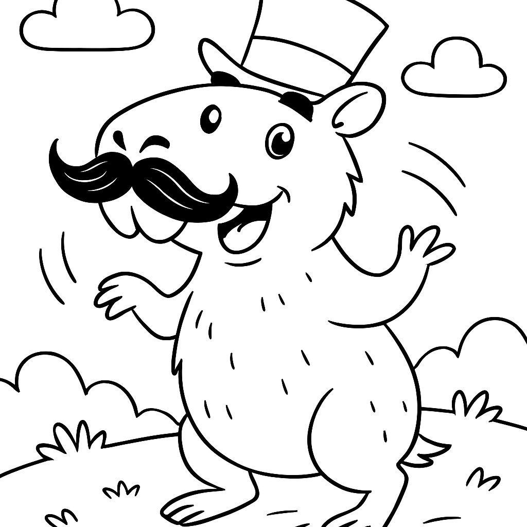 un capybara avec une moustache drôle et un haut-de-forme un capybara avec une moustache drôle et un haut-de-forme