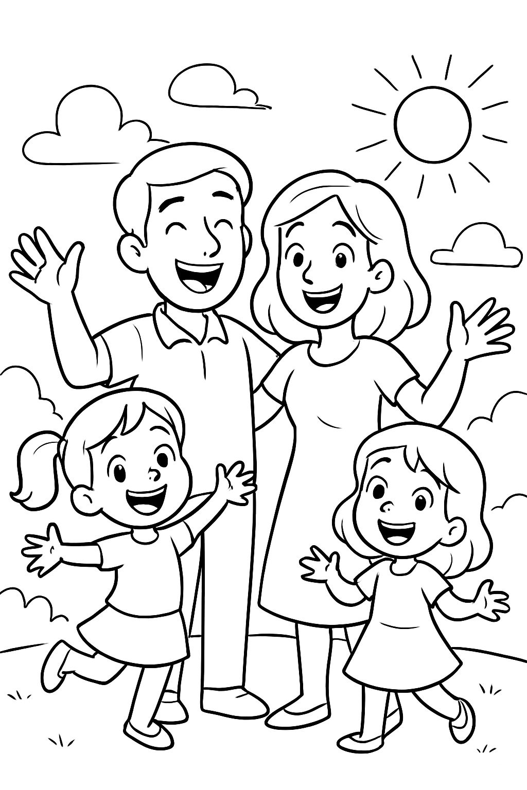 Papa, Mama und zwei Mädchen