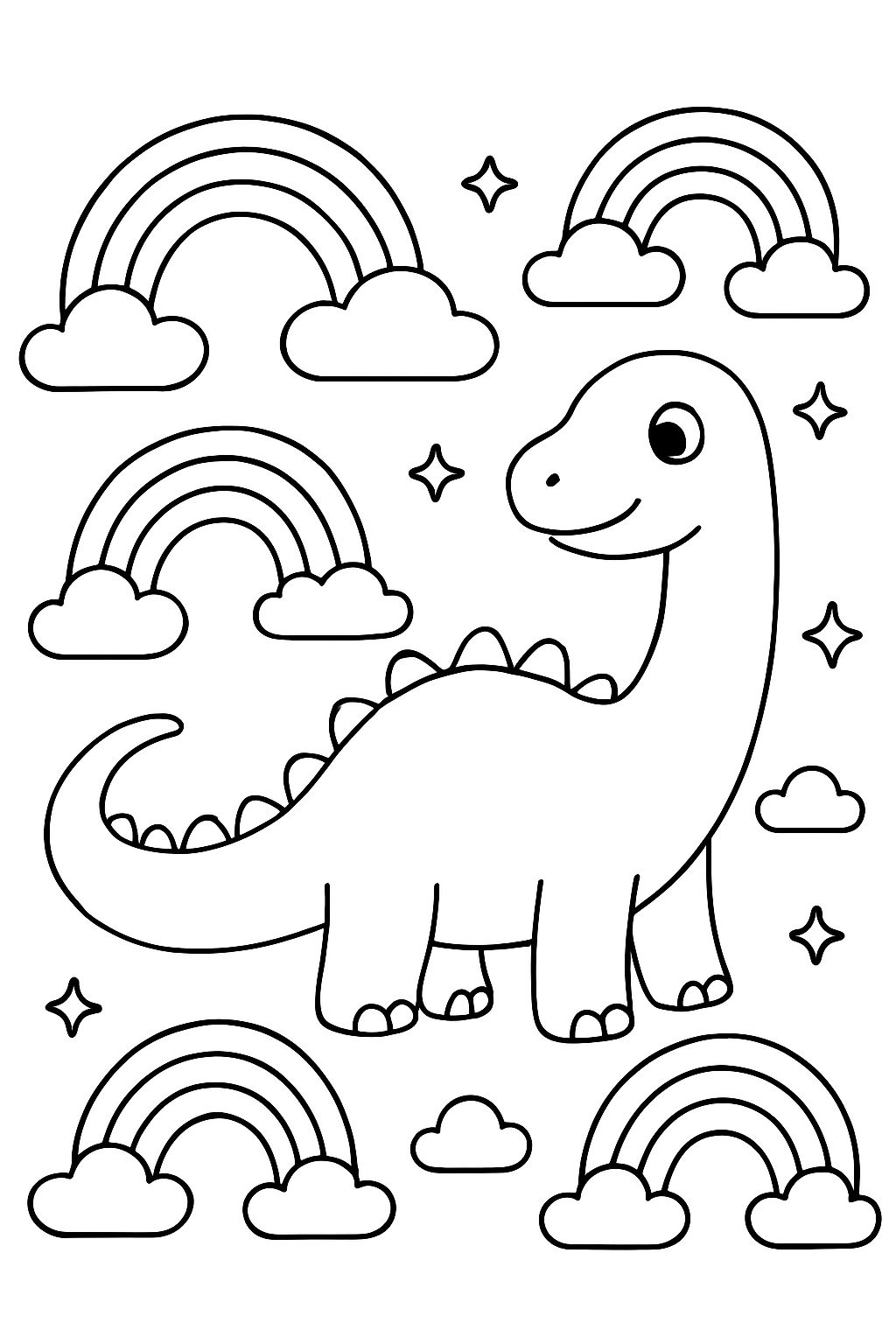 De nombreux arcs-en-ciel avec des dinosaures