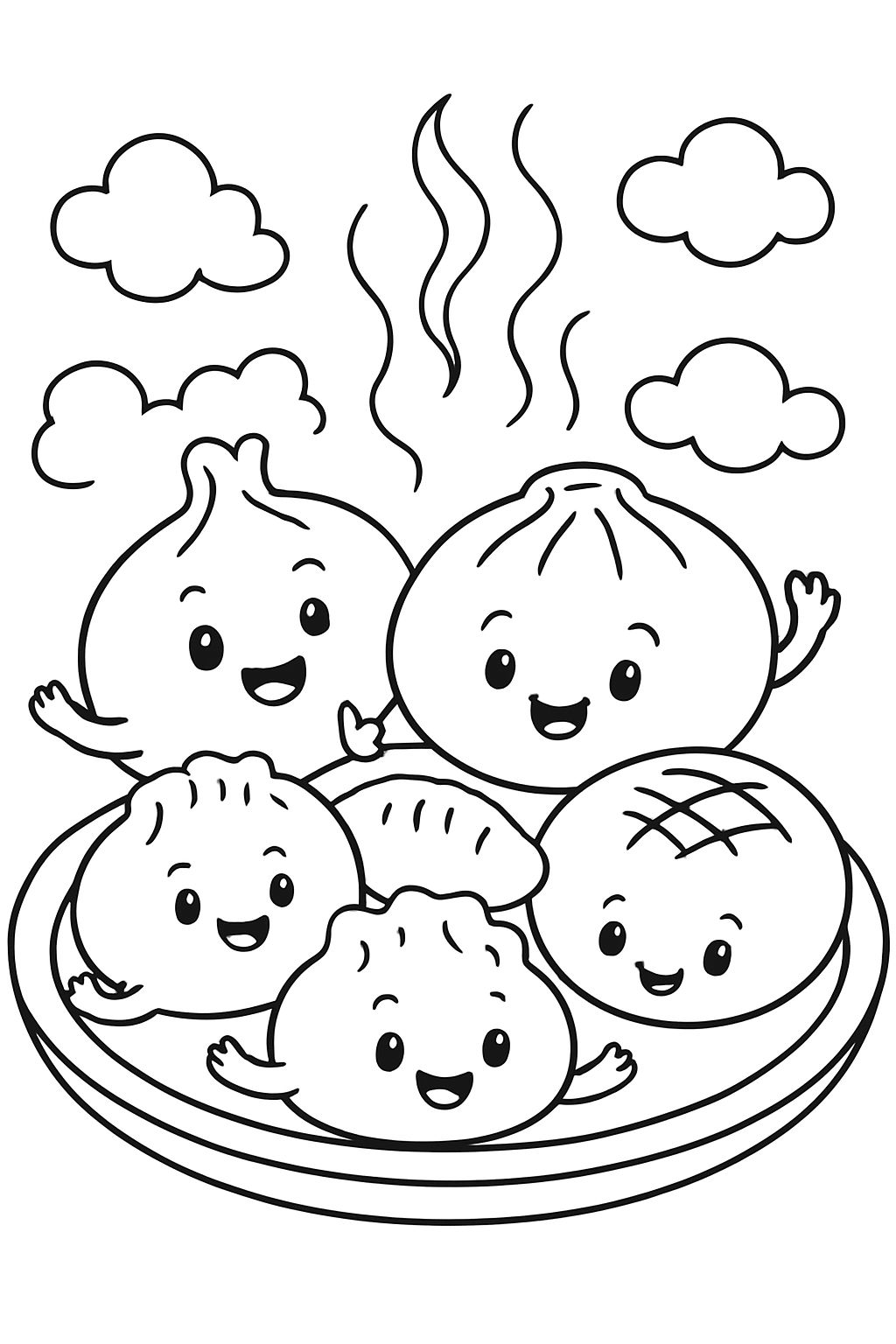 um prato de bolinhos e pãezinhos no vapor um prato de bolinhos e pãezinhos no vapor