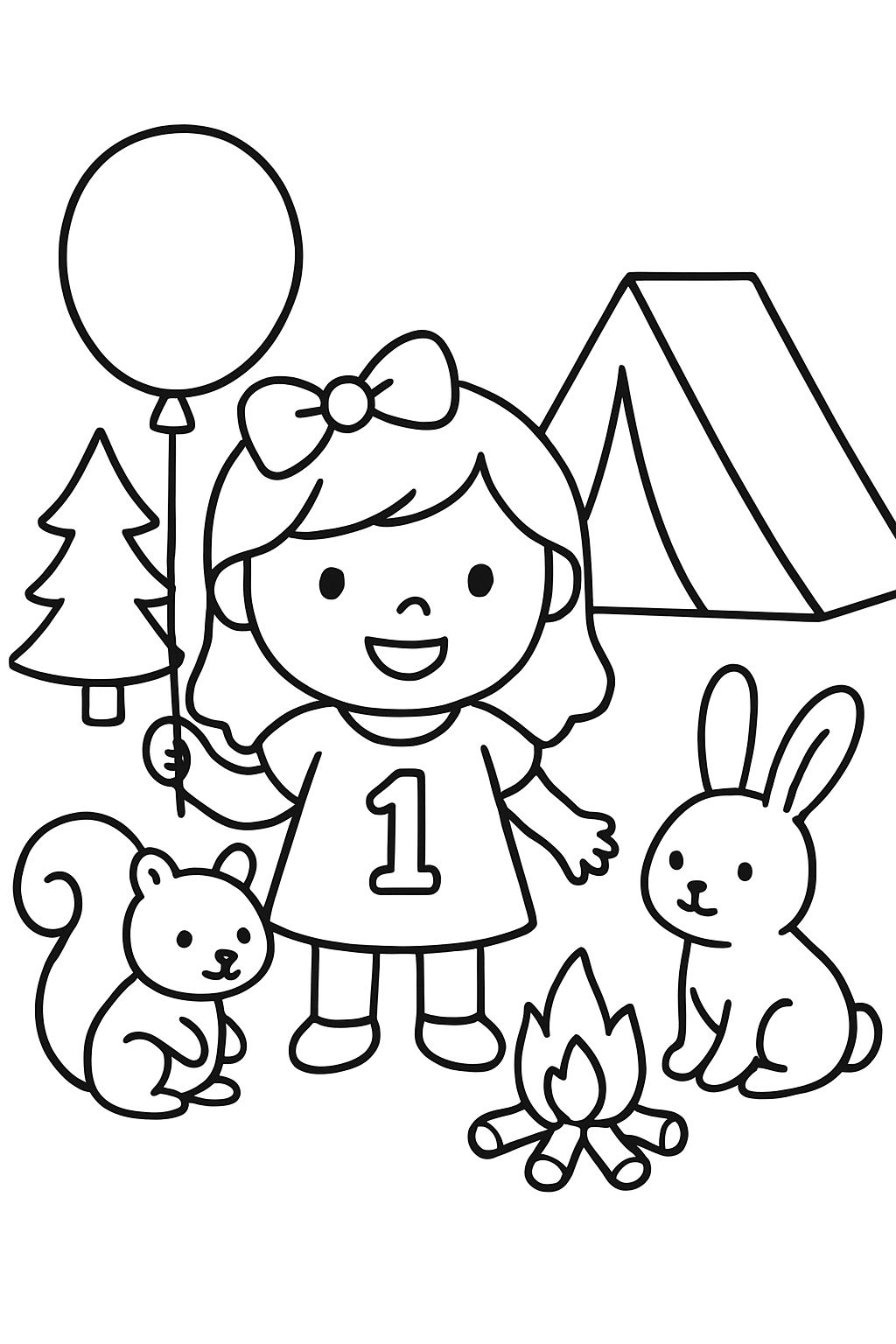 1. Geburtstag Mädchen, Camping mit Waldtieren