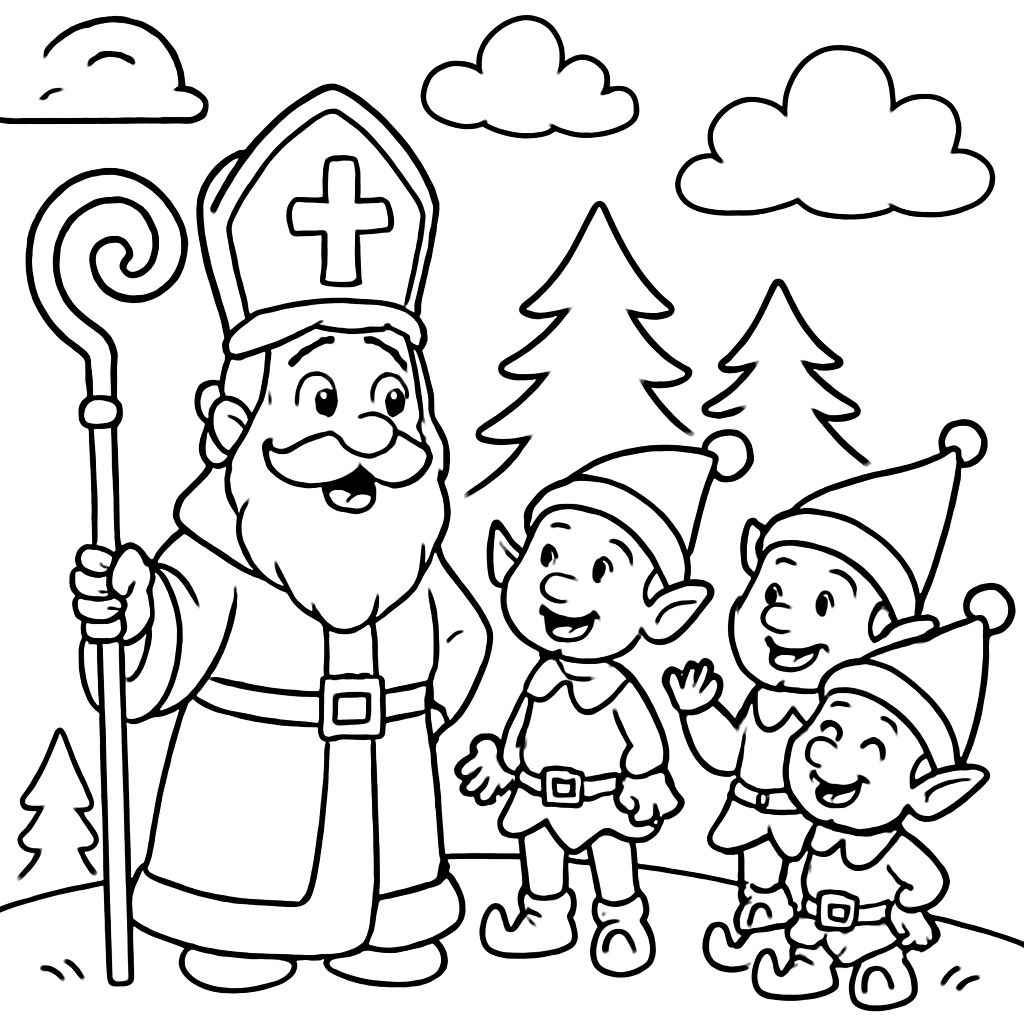 Nikolaus talking with his helper elves Nikolaus talking with his helper elves