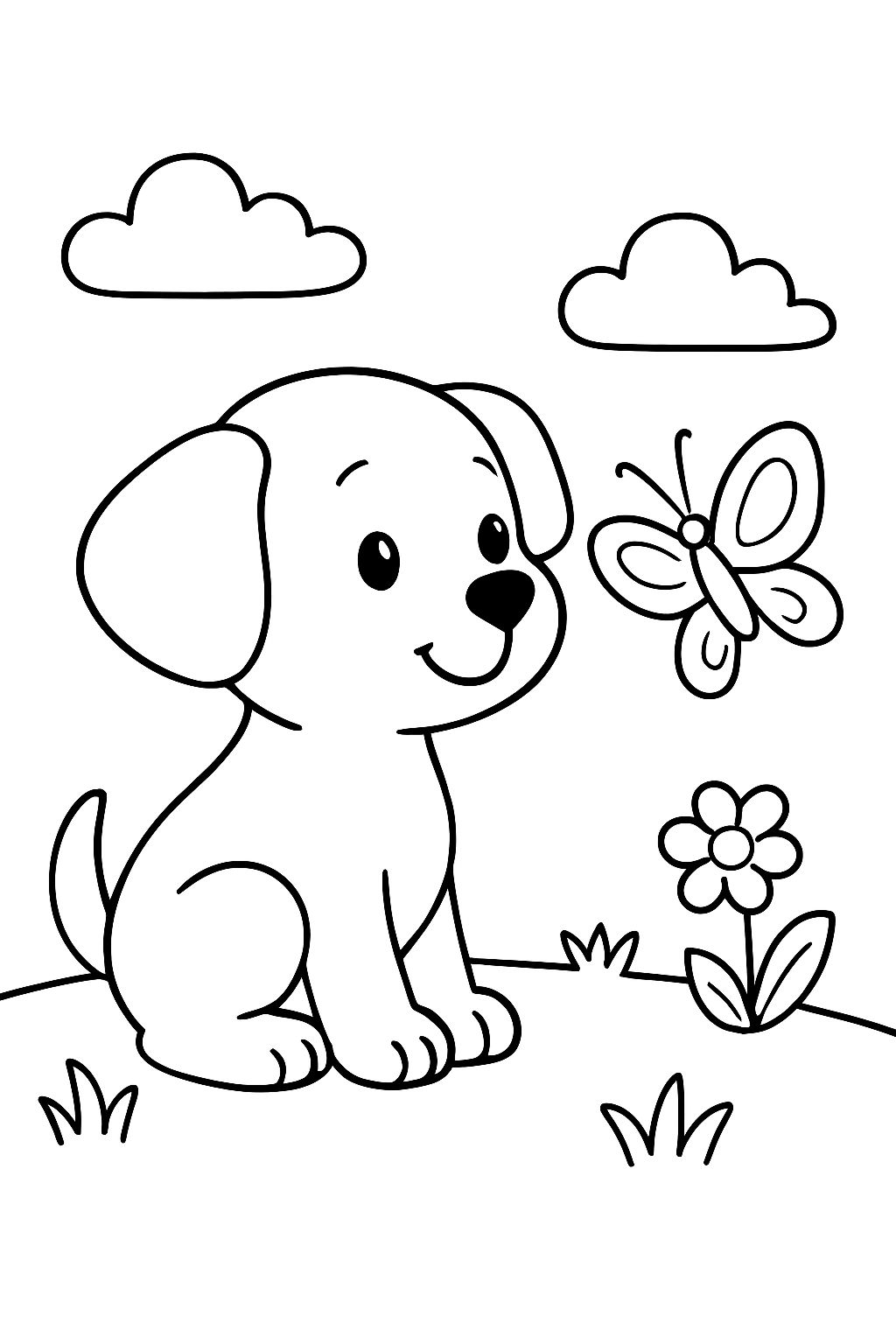 chien avec un papillon