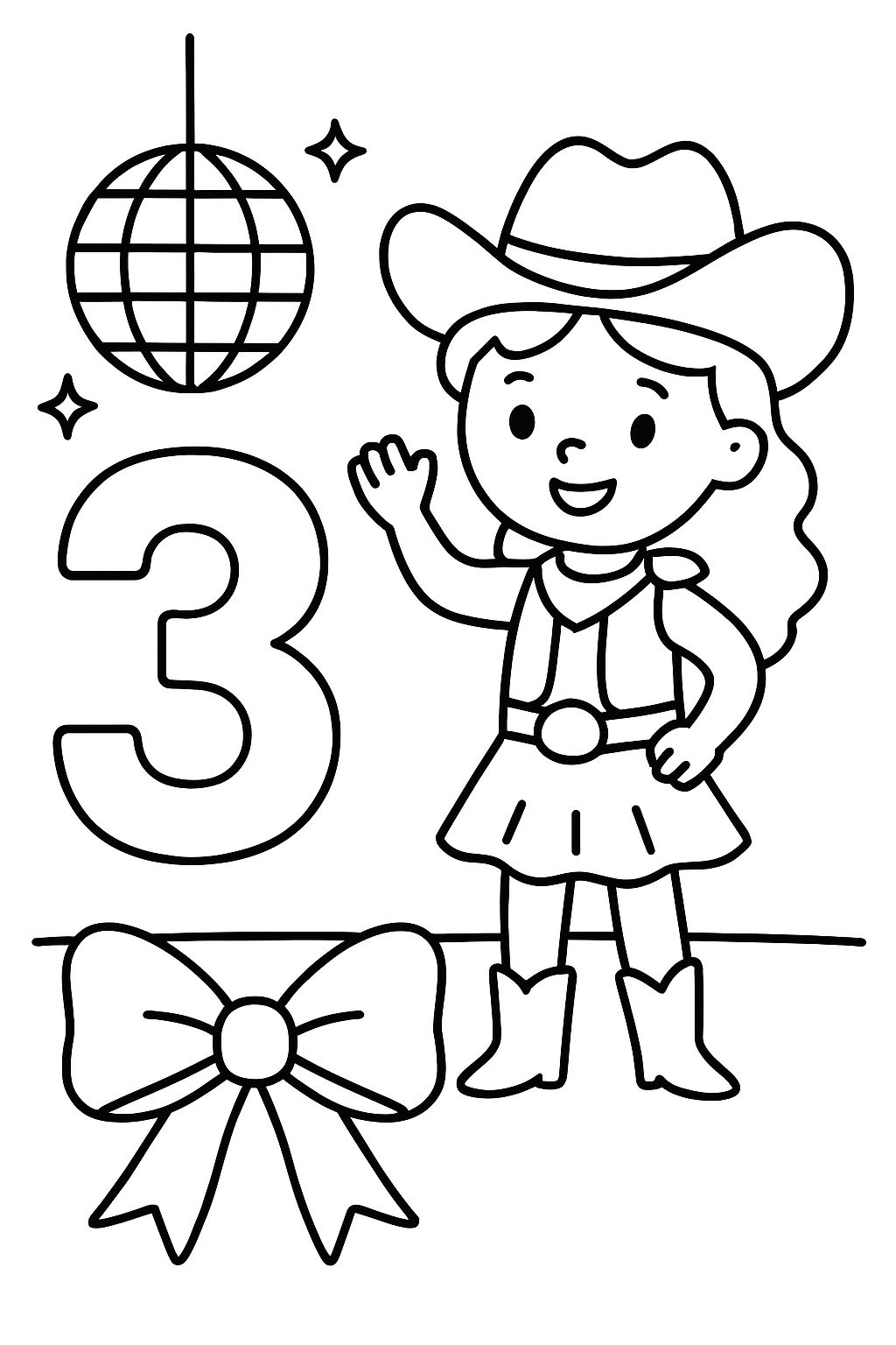 Número 3 vaqueira disco laços