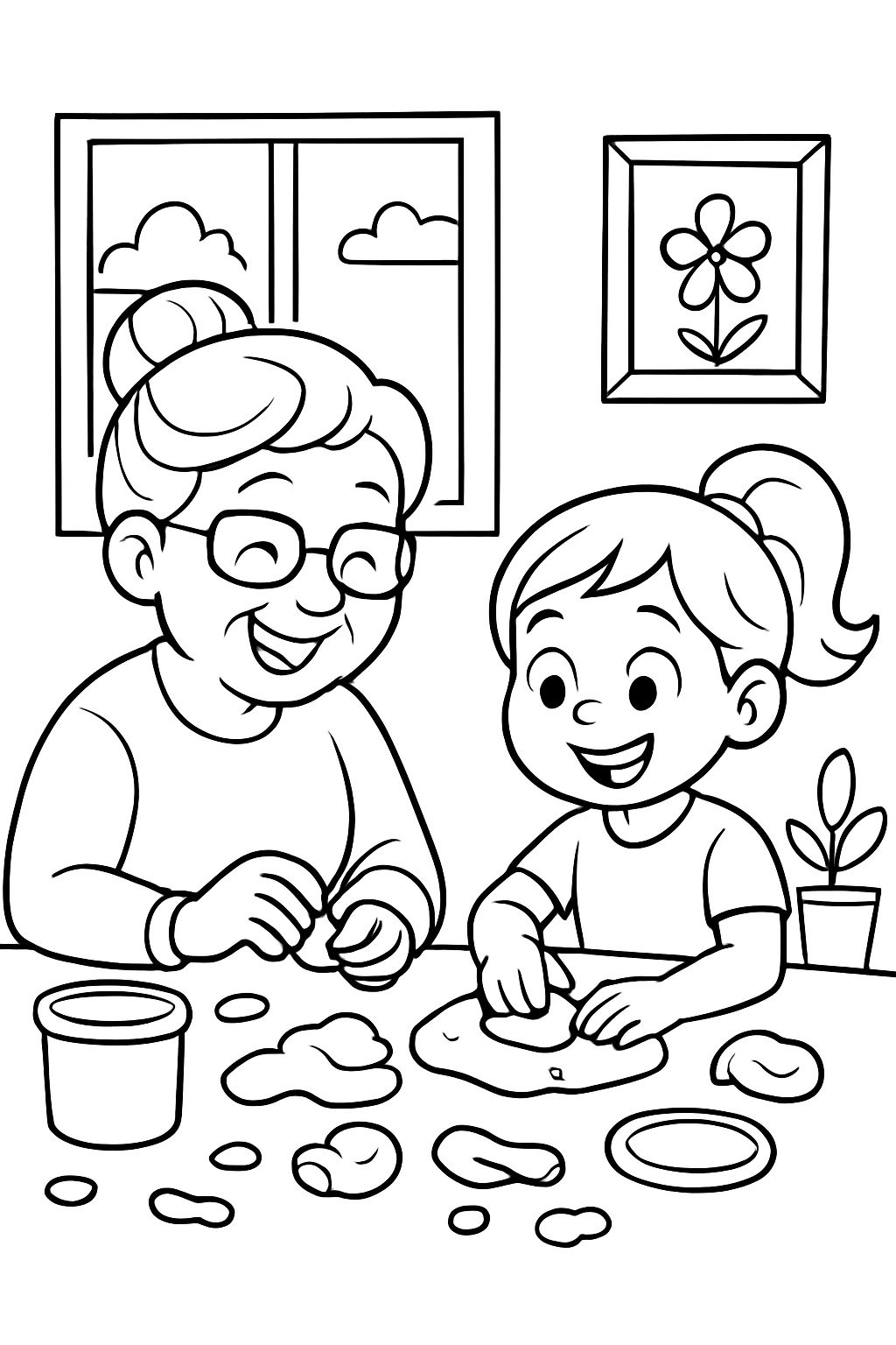 Mamie joue avec de la pâte à modeler avec sa petite-fille Mamie joue avec de la pâte à modeler avec sa petite-fille