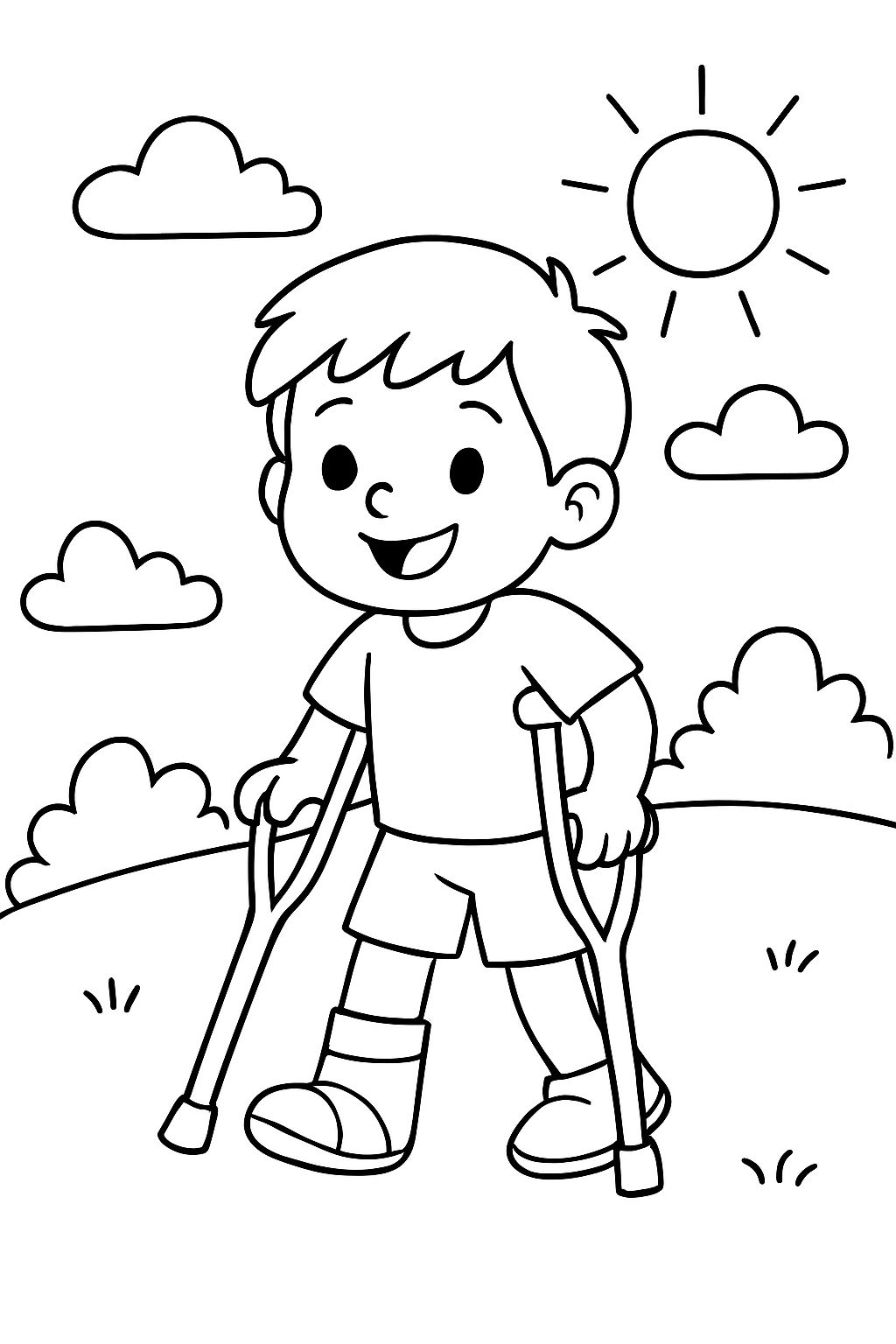 a child with crutches