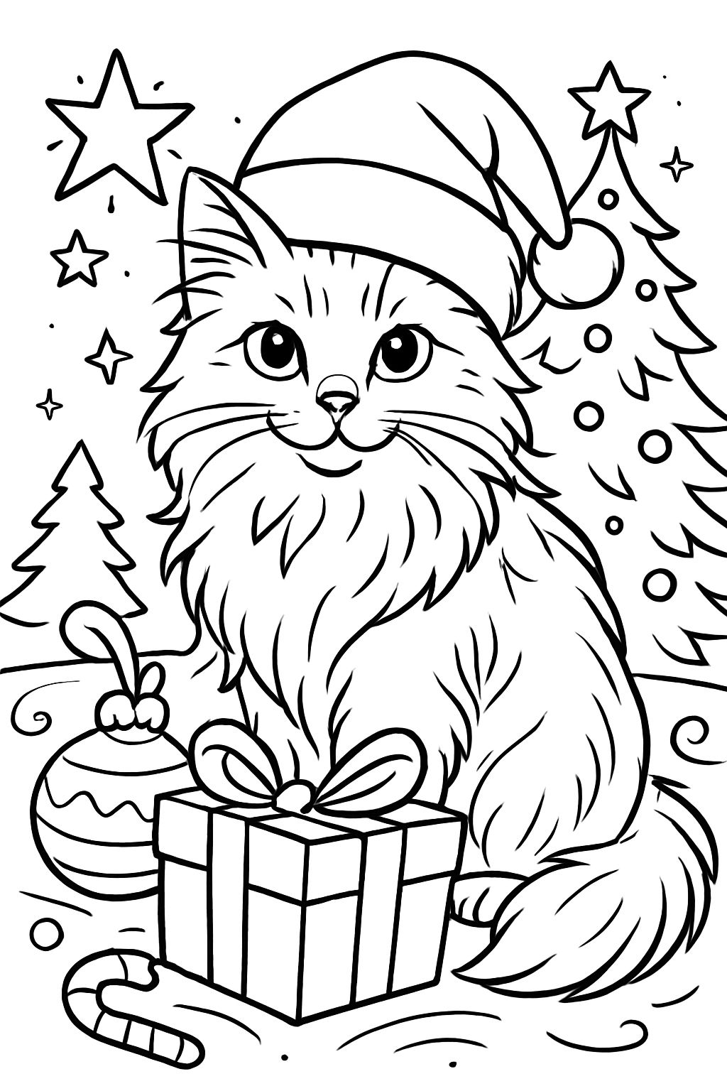 un gato de pelo largo con un gorro de Navidad un gato de pelo largo con un gorro de Navidad