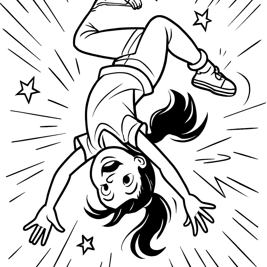 Una niña hace una voltereta. Una niña hace una voltereta.