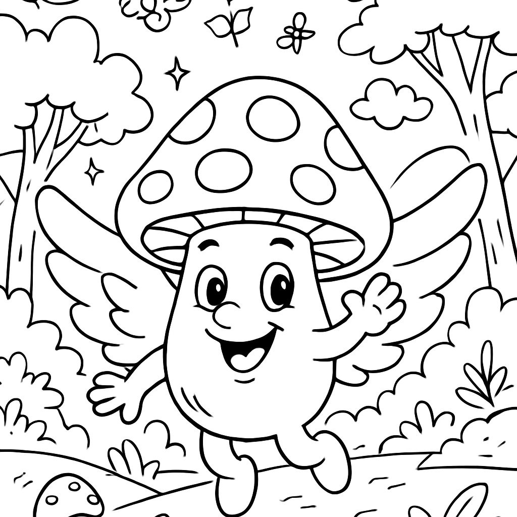 um cogumelo com asas na floresta encantada um cogumelo com asas na floresta encantada