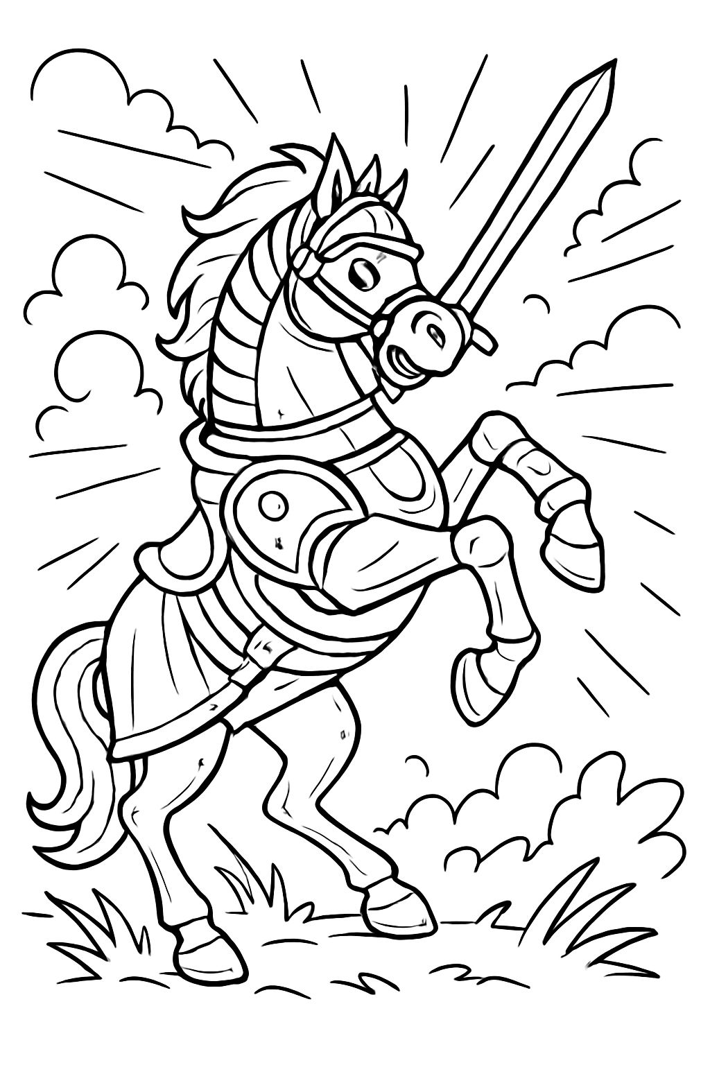 Un cheval avec une armure de chevalier