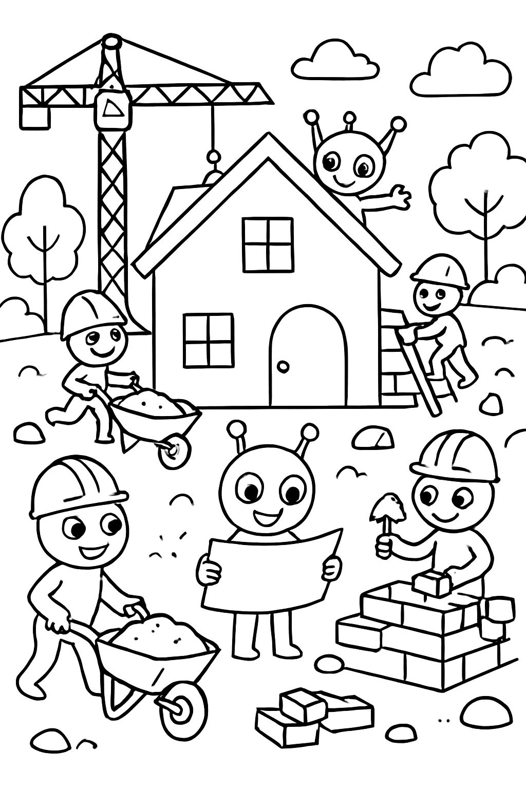 26 Martians are building a large house at a construction site.