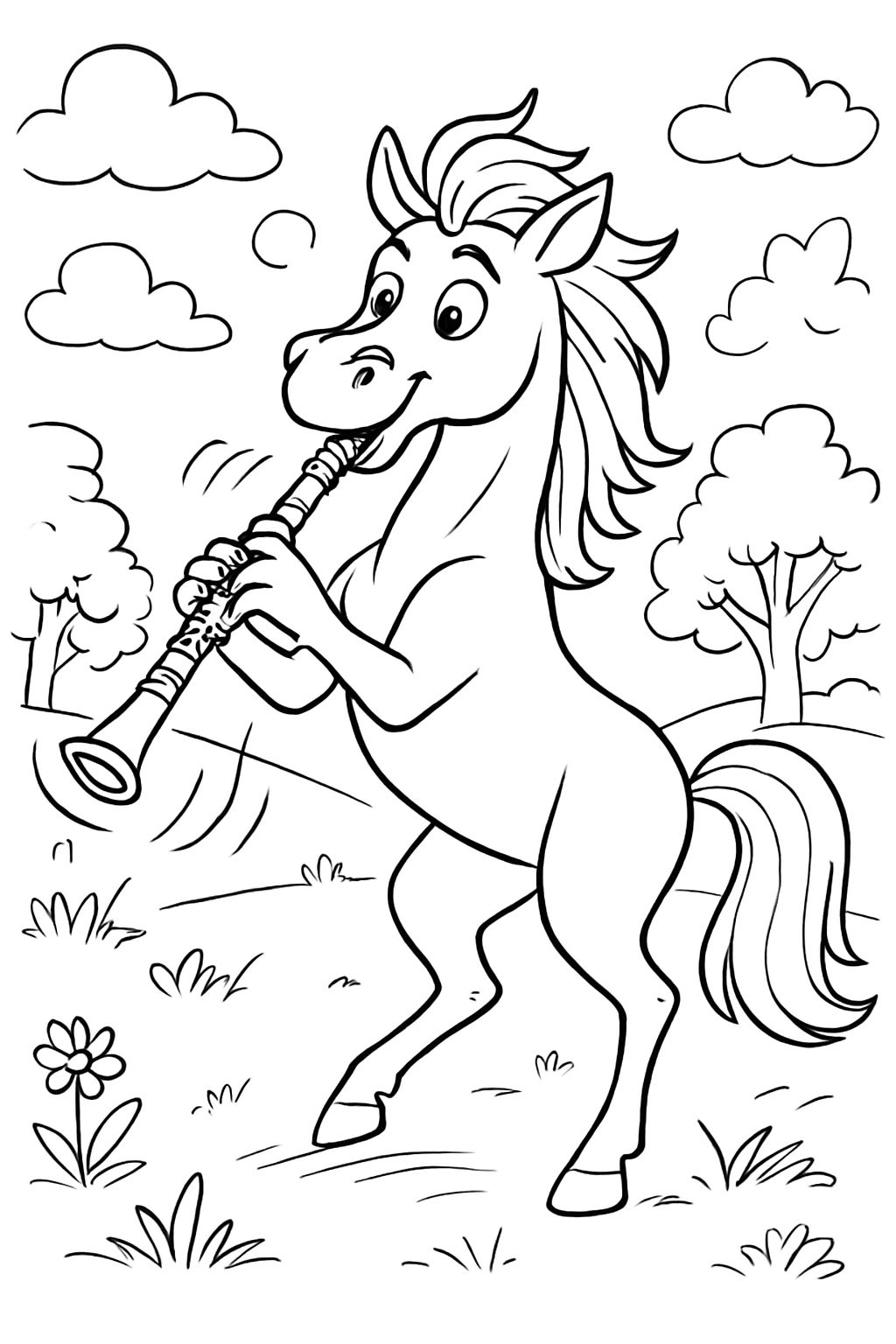 A horse playing the clarinet