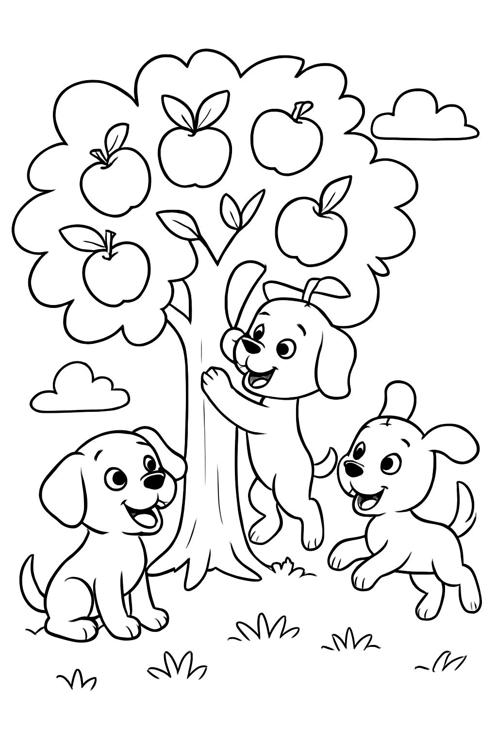 apple tree with puppies