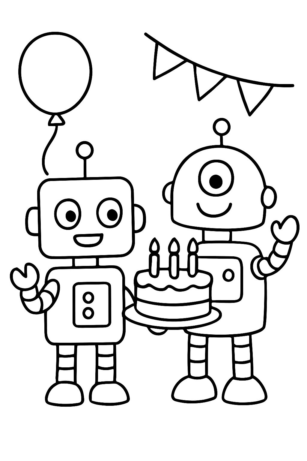 Robots celebrating a birthday