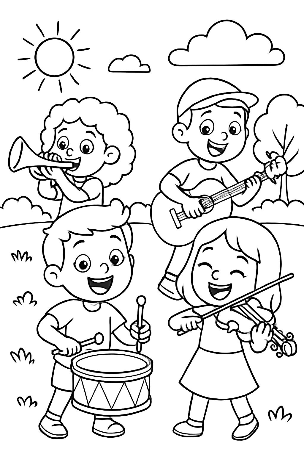 Children playing an instrument