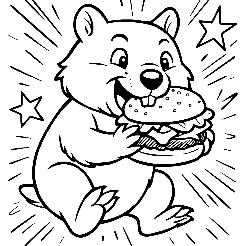 um wombat comendo um hambúrguer um wombat comendo um hambúrguer