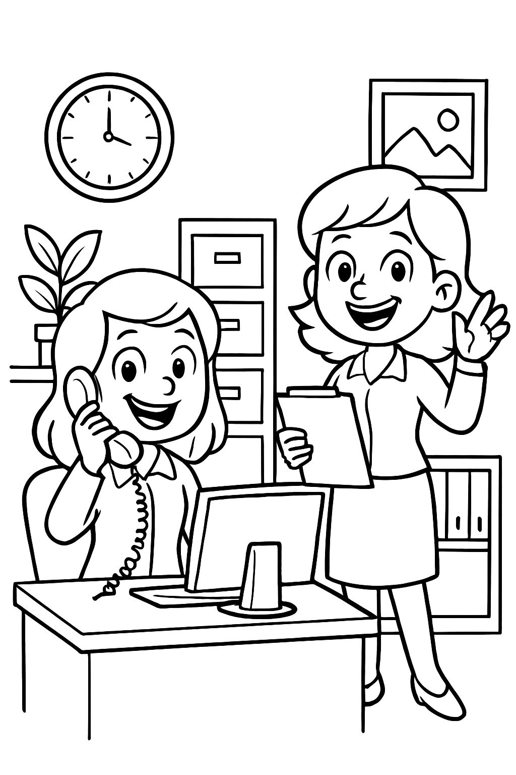 Nicole et Sandra au bureau au travail