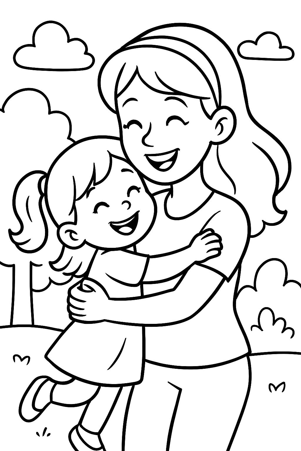 Fille de 3 ans étreignant sa très belle maman