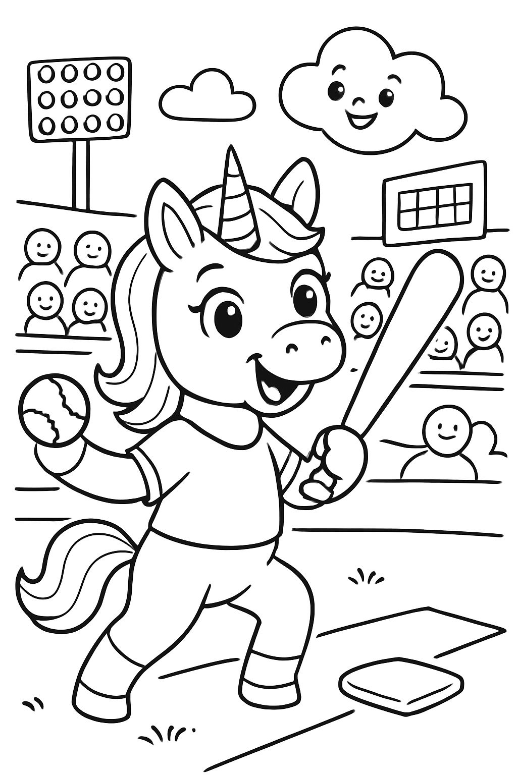 Einhorn bei einem Baseballspiel Einhorn bei einem Baseballspiel