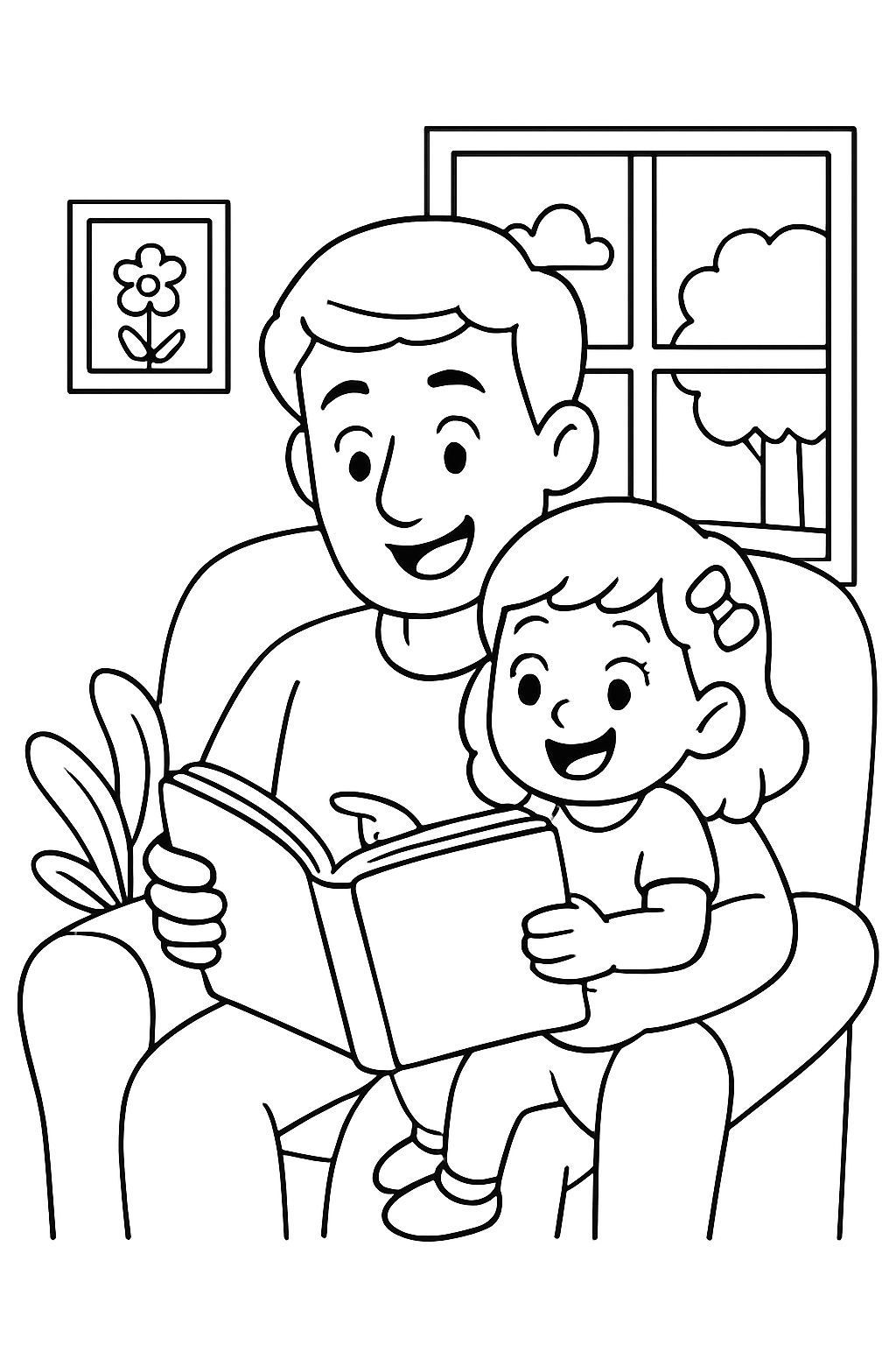 pai lendo um livro para a filha