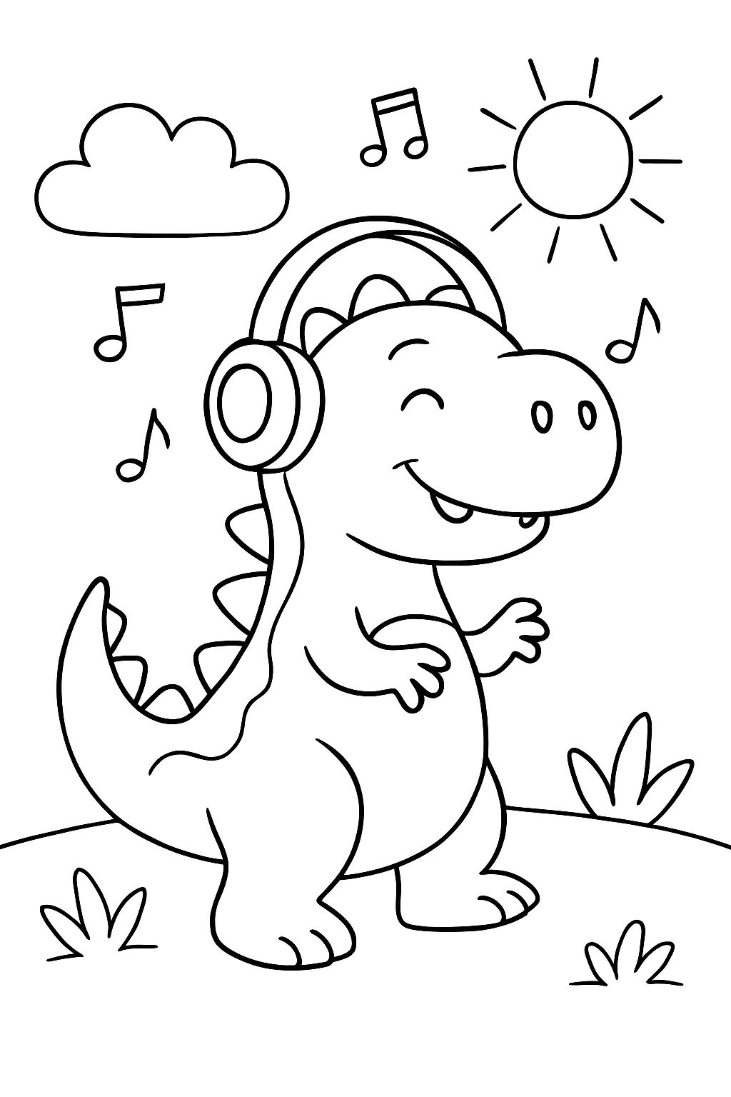 Dinosaurio escuchando música