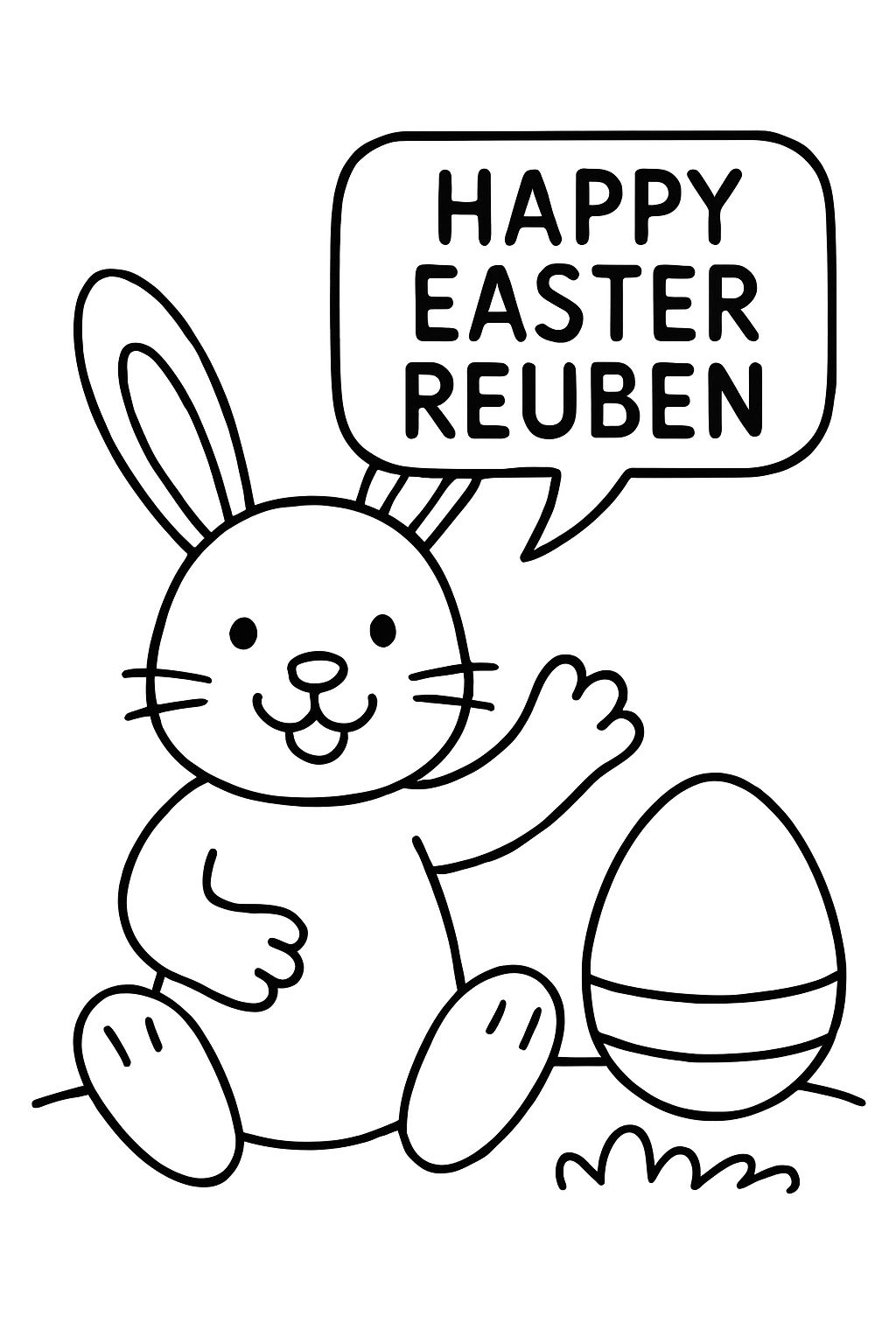 Easter bunny saying happy easter Reuben