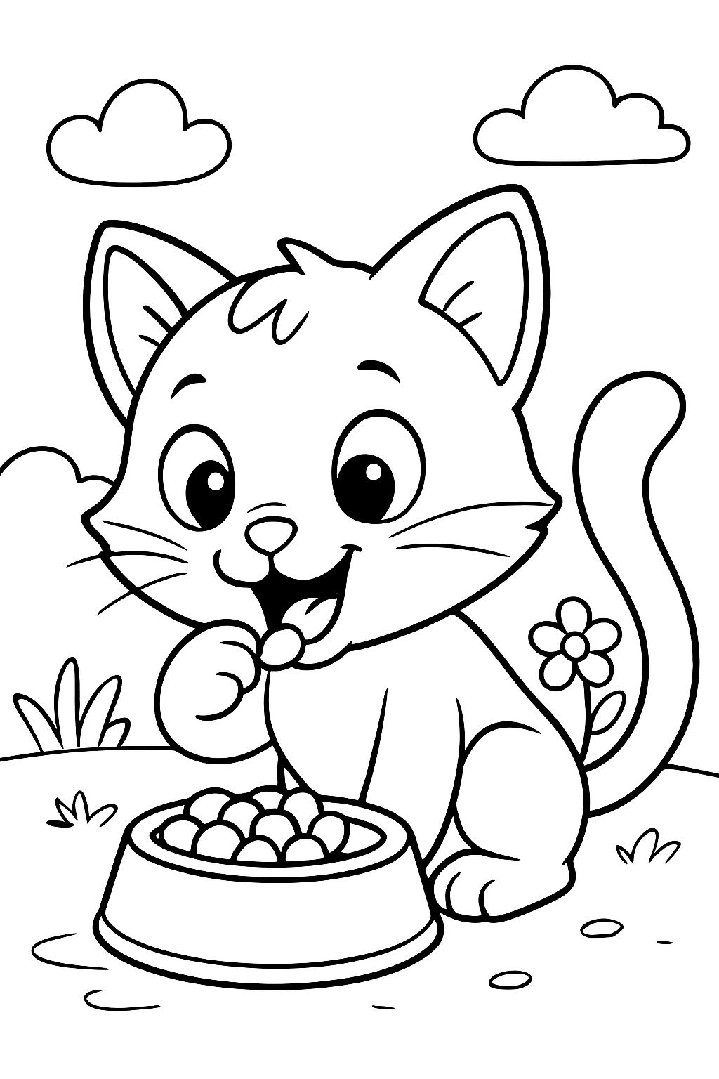 um gatinho comendo sua comida. um gatinho comendo sua comida.