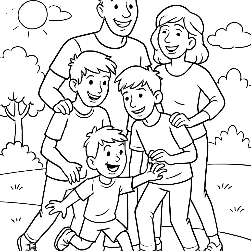 Oneline Picture family with father, mother, and three sons (13, 10, and 6 years old). The father has a very short haircut and is very tall. Oneline Picture family with father, mother, and three sons (13, 10, and 6 years old). The father has a very short haircut and is very tall.