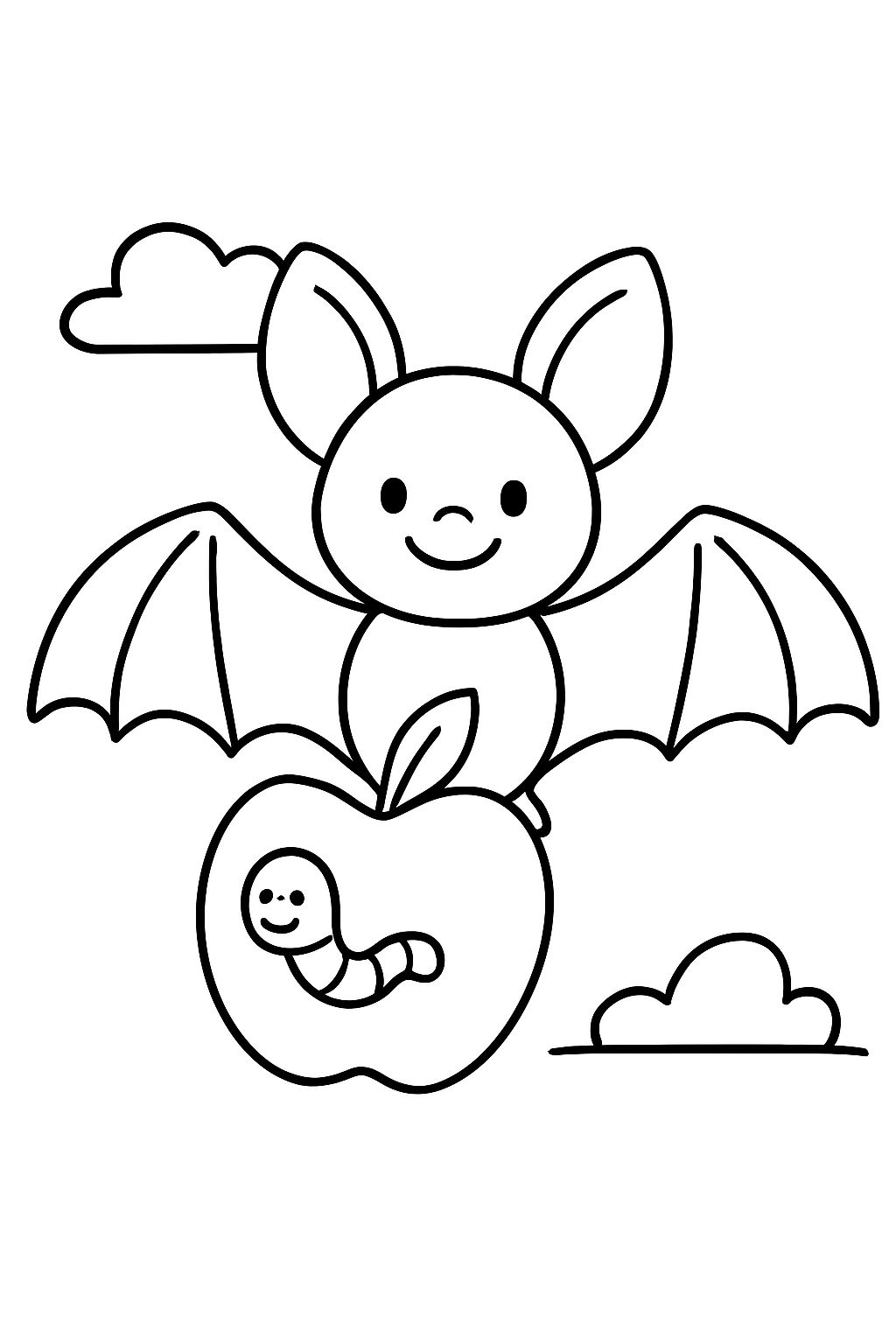 Chauve-souris avec une pomme contenant un ver