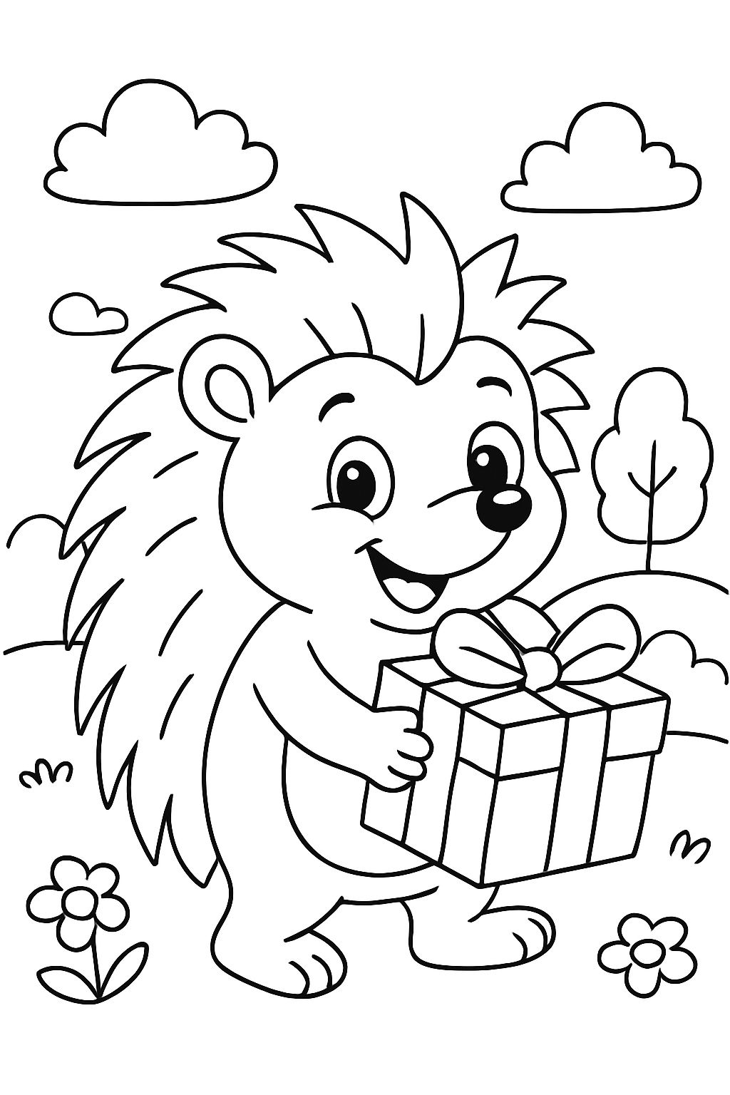 Hérisson avec un cadeau