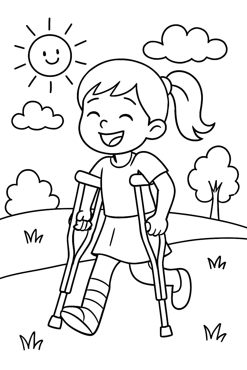 Girl with crutches Girl with crutches