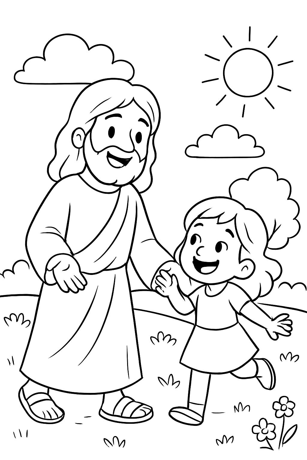 Jesús y niña pequeña