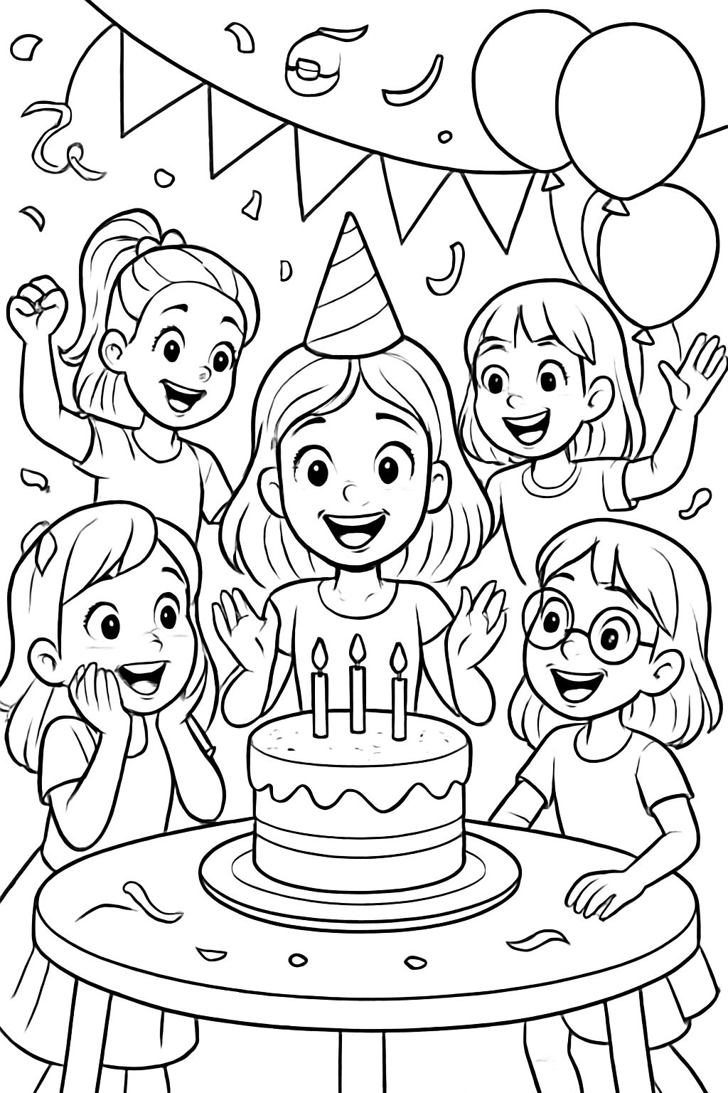 an 8th birthday with 5 girls and a cake