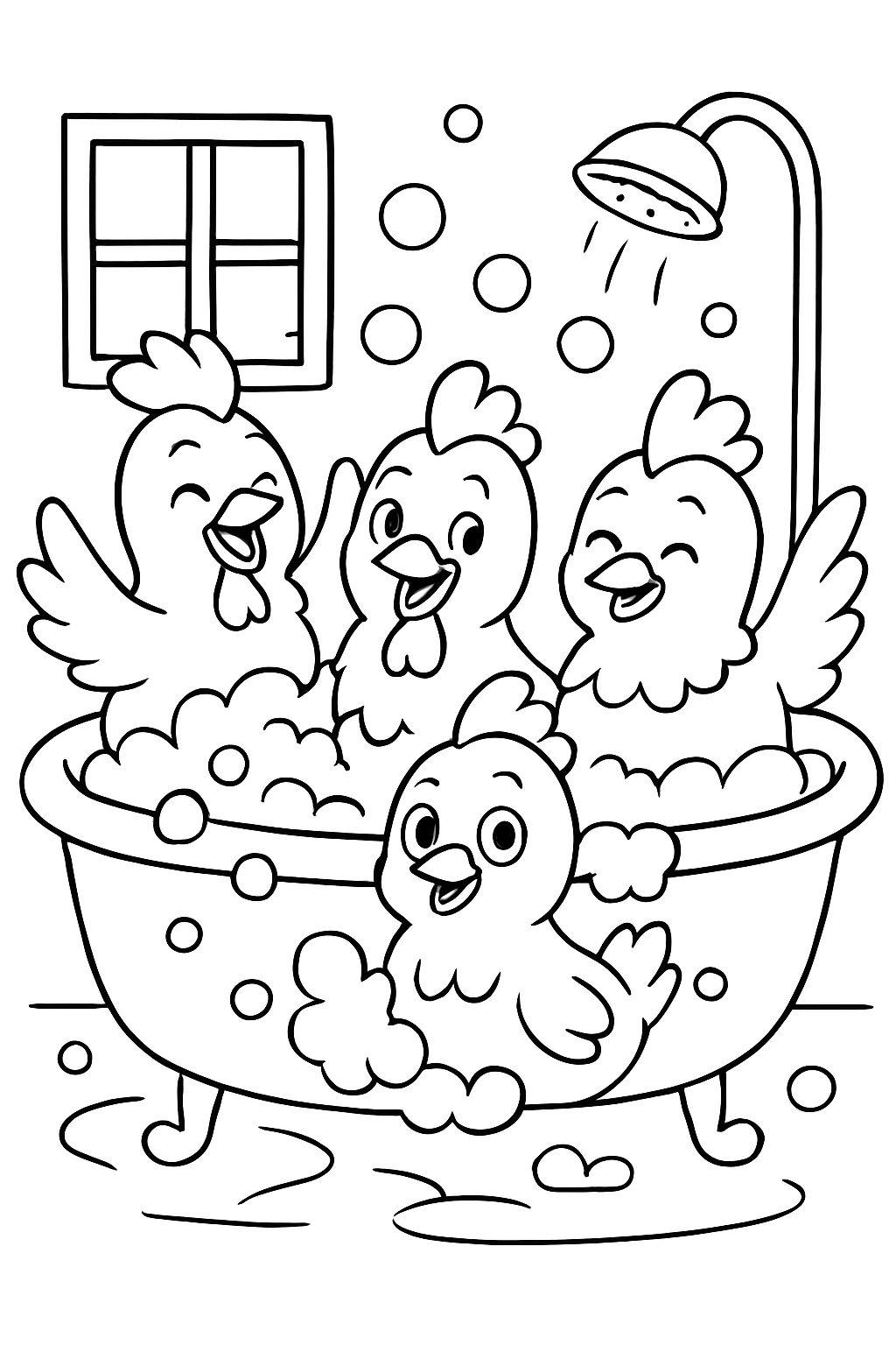 Hühner in der Badewanne