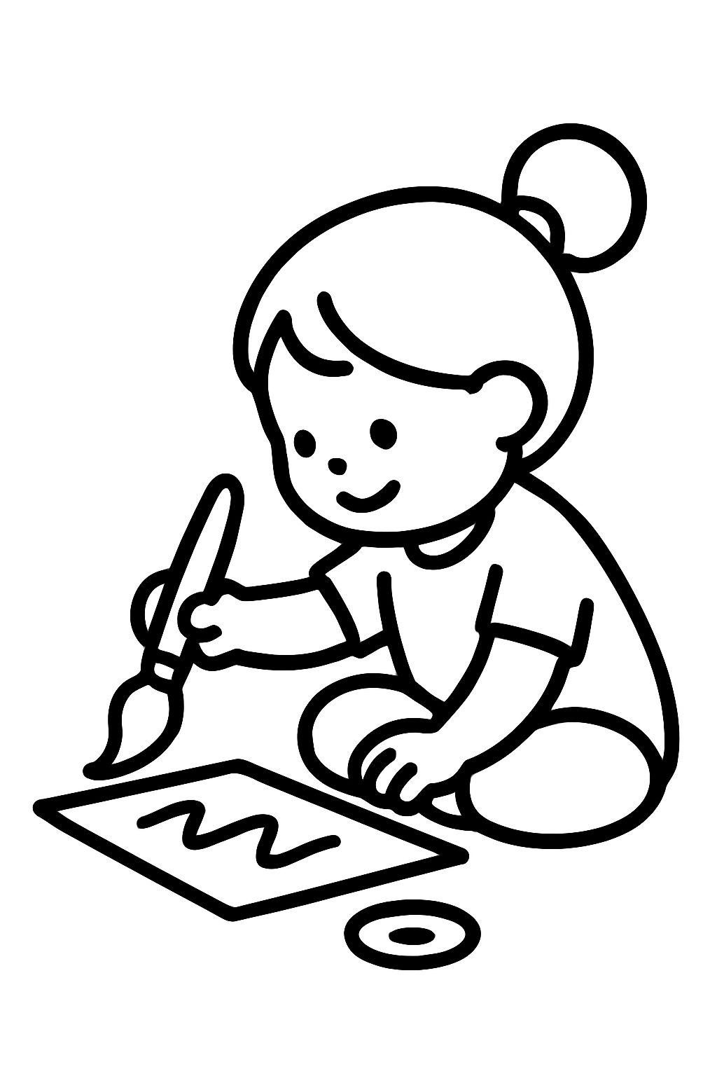 fille tout-petit peignant fille tout-petit peignant